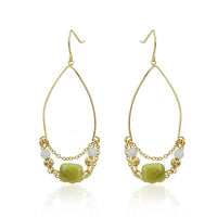 Load image into Gallery viewer, Ohrringe 18 karat vergoldet Ketten eckig rund Steine grün blau Tropfen nickelfrei
