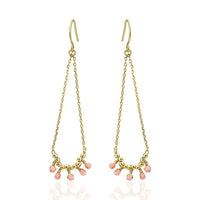 Cargar imagen en el visor de la galería, Ohrringe 18 karat vergoldet Tortenstück Form Ketten Perlen Stein rosa nickelfrei
