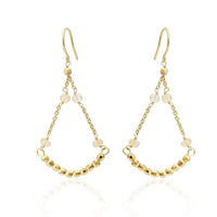 Load image into Gallery viewer, Ohrringe 18 karat vergoldet gelb Tortenstück facettiert Perlen Kristall nickelfrei Ketten
