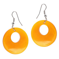 Load image into Gallery viewer, Resin Ohrringe bernsteinfarben Kreis Loch Creolen transparent Edelstahl
