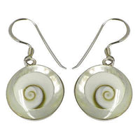 Load image into Gallery viewer, Shivaauge Perlmutt Silberohrringe rund 12 mm Ohrringe Ohrhänger 925er Sterling Silber Shiva Auge Eye
