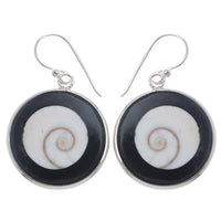 Load image into Gallery viewer, Shivaauge Silberohrringe schwarz Rand Ohrringe 925er Sterling Silber Shiva Auge Eye Damen Schmuck
