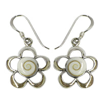 Cargar imagen en el visor de la galería, Shivaauge Ohrringe Blume ca. 1,8 cm Durchmesser Shiva Auge eye 925er Sterling Silber Ohrhänger
