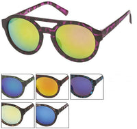 Cargar imagen en el visor de la galería, Sonnenbrille Panto Round Glasses Flat Top 400 UV bunt getigert verspiegelt
