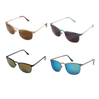 Load image into Gallery viewer, Four pairs of Sonnenbrille Retro Metallrahmen Brille—gold/brown, silver/dark, black/brown, and silver/blue-mirrored lenses. Each unisex pair offers 400 UV Schutz and is shown on a white background.
