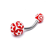 Load image into Gallery viewer, Bauchnabelpiercing Stern Kreis Bioflex 2 Kugeln Bananenpiercing Edelstahl nickelfrei
