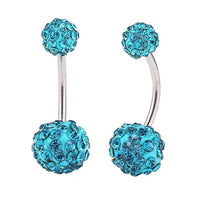 Load image into Gallery viewer, Bauchnabelpiercing Zirkonia Steine türkis Bananenpiercing Edelstahl
