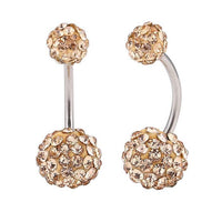Load image into Gallery viewer, Bauchnabelpiercing Zirkonia Steine orange braun 2 Kugeln Bananenpiercing Edelstahl
