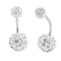 Load image into Gallery viewer, Bauchnabelpiercing Bananapiercing weiß Zirkonia Steine 2 Kugeln Edelstahl
