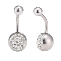 Load image into Gallery viewer, Bauchnabelpiercing Bananapiercing Edelstahl Zirkonia weiß Steine 2 Kugeln
