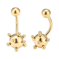 Load image into Gallery viewer, Bauchnabelpiercing Bananenpiercing Edelstahl golden kleine und große kugeln
