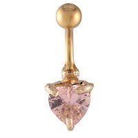 Load image into Gallery viewer, Bauchnabelpiercing golden Herz rosa Zirkonia Stein Edelstahl
