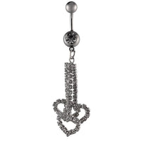 Load image into Gallery viewer, Bauchnabelpiercing silberfarben drei Herz Anhänger Zirkonia weiß Edelstahl
