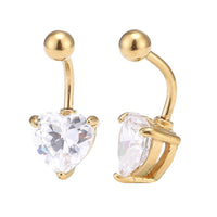 Load image into Gallery viewer, Bauchnabelpiercing goldfarben großes Herz Zirkonia Stein weiß  Edelstahl
