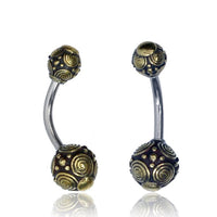 Cargar imagen en el visor de la galería, Bauchnabelpiercing Messing Edelstahl antik gold silber Kugel
