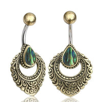 Load image into Gallery viewer, Bauchnabelpiercing Edelstahl Brass Ornament Träne Inlay
