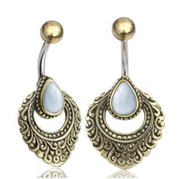 Load image into Gallery viewer, Bauchnabelpiercing Edelstahl Brass Ornament Träne Inlay
