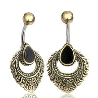 Load image into Gallery viewer, Bauchnabelpiercing Edelstahl Brass Ornament Träne Inlay

