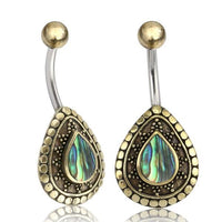 Load image into Gallery viewer, Bauchnabelpiercing Edelstahl Brass Sonnen Träne Inlay
