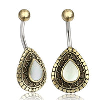 Load image into Gallery viewer, Bauchnabelpiercing Edelstahl Brass Sonnen Träne Inlay
