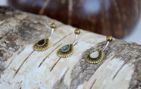 Load image into Gallery viewer, Bauchnabelpiercing Edelstahl Brass Sonnen Träne Inlay
