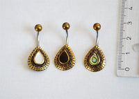 Load image into Gallery viewer, Bauchnabelpiercing Edelstahl Brass Sonnen Träne Inlay
