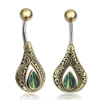 Load image into Gallery viewer, Bauchnabelpiercing Edelstahl Brass Tropfen Inlay
