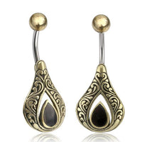 Load image into Gallery viewer, Bauchnabelpiercing Edelstahl Brass Tropfen Inlay
