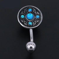 Load image into Gallery viewer, Bauchnabelpiercing Edelstahl Opal Vintage antik
