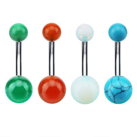 Load image into Gallery viewer, Bauchnabelpiercing Stein Kugeln Edelstahl
