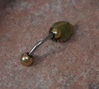 Load image into Gallery viewer, Bauchnabelpiercing Messing Edelstahl gold Kristall Auge
