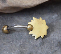 Cargar imagen en el visor de la galería, Bauchnabelpiercing Brass Edelstahl gold Lotus Stein
