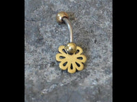 Load image into Gallery viewer, Bauchnabel Piercing Brass Edelstahl Blümchen Stein
