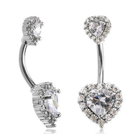 Load image into Gallery viewer, Bauchnabelpiercing aus Edelstahl Glaskristall Herz Gold PVD
