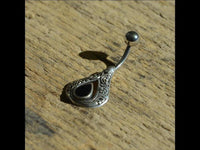 Load image into Gallery viewer, Bauchnabelpiercing aus Edelstahl Silber mit Tropfen Inlay
