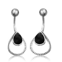 Load image into Gallery viewer, Bauchnabelpiercing aus Edelstahl Silber mit Punkte Träne
