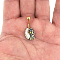 Load image into Gallery viewer, Bauchnabel Piercing Edelstahl Indianer gold
