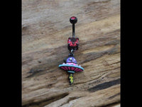 Load image into Gallery viewer, Glitzer Bauchnabel Piercing Edelstahl Zirkonia Ufo pink
