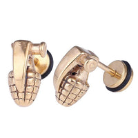 Load image into Gallery viewer, Fake Piercing Expander goldfarben Handgranate Schaubverschluss Edelstahl
