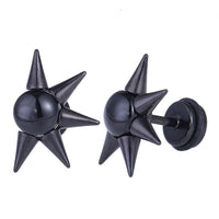 Load image into Gallery viewer, Fake Piercing Expander Zacken schwarzer Stein schwarz Schraubverschluss Edelstahl
