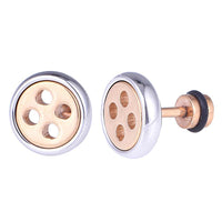 Load image into Gallery viewer, Fake Piercing Expander rose goldener Ton Farben Knopf silber Edelstahl Schaubverschluss
