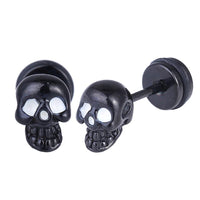 Load image into Gallery viewer, Fake Piercing Expander schwarz Totenkopf weiße Augen Schaubverschluss Edelstahl
