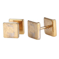 Load image into Gallery viewer, Fake Piercing Edelstahl Schraubverschluss Expander goldfarben große Quadrate 8 mm
