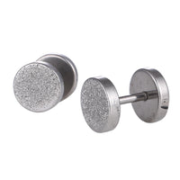 Load image into Gallery viewer, Fake Piercing Expander Glitzer Oberfläche silberfarben Schraubverschluss Edelstahl
