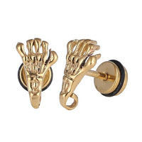 Cargar imagen en el visor de la galería, Fake Piercing Schraubverschluss Expander goldfarben Skelett Hand Edelstahl
