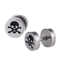 Load image into Gallery viewer, Fake Piercing Expander Totenkopf Zeichen silberfarben Schraubverschluss Edelstahl

