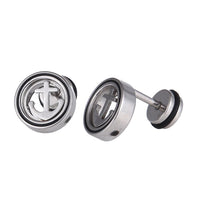 Load image into Gallery viewer, Fake Piercing Expander Anker im Kreis silberfarben Schraubverschluss Edelstahl
