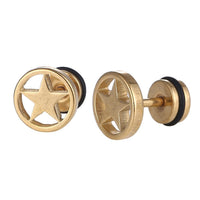 Load image into Gallery viewer, Fake Piercing Expander goldefarben Stern im Kreis Schaubverschluss Edelstahl
