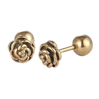 Load image into Gallery viewer, Fake Piercing Expander goldfarben Rosenblätter  Schaubverschluss Edelstahl
