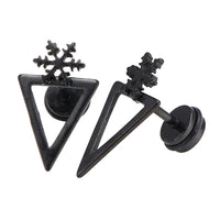 Load image into Gallery viewer, Fake Piercing Expander schwarz spitzes Dreieck Schneeflocke Schaubverschluss Edelstahl

